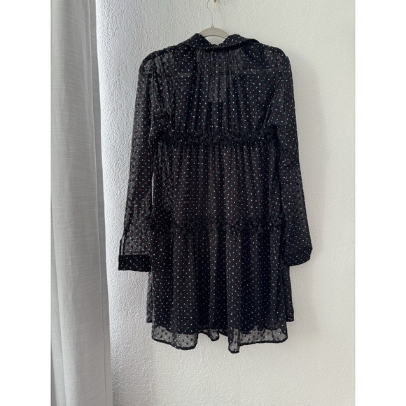 Anthropology EVA FRANCO Haven Ruffle Polka Dot Collar TUNIC DRESS BLACK 6 - Picture 11 of 14